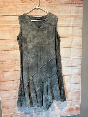 Oh My Gauze! Washed Charcoal V-Neck Sleeveless Dress